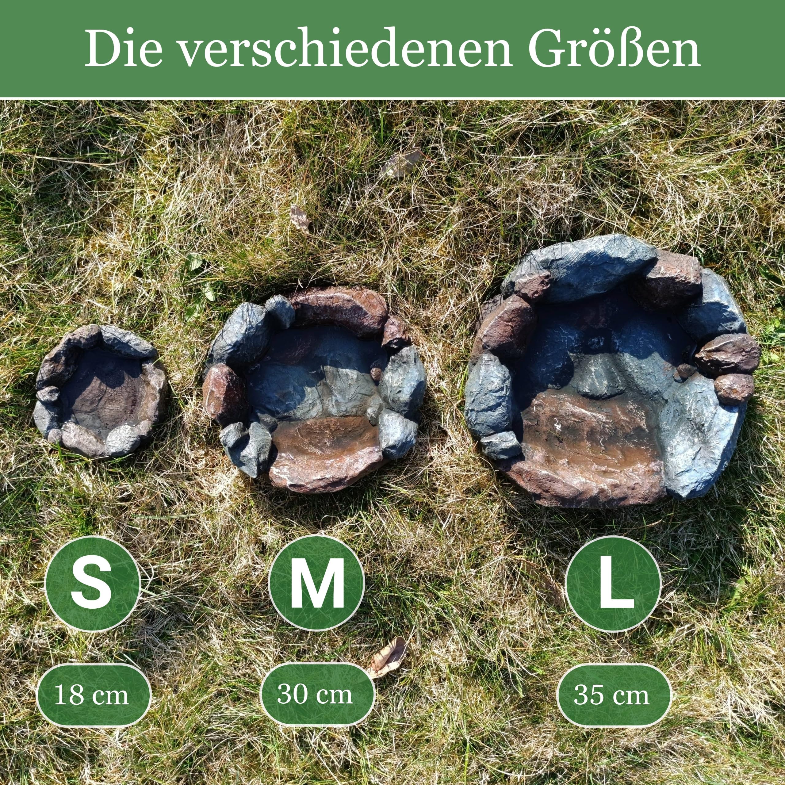 Vogelbad Garten 35cm, Vogeltränke Stein, Wassertränke für Vögel, Vogelbrunnen, Vogel-Badewanne, Vogeldusche, Vogeltränken, Vogeltränke groß, Vogeltränke Garten, Wasserschale für Vögel draußen