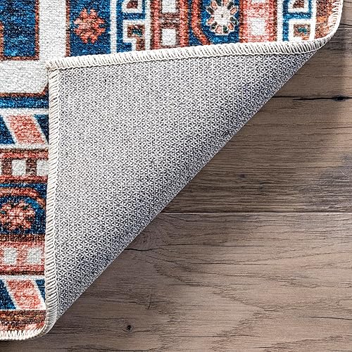 Miniatura 8 de nuLOOM Nevaeh - Alfombra de medallón bohemia lavable a máquina, 5 x 8 pies, color azul