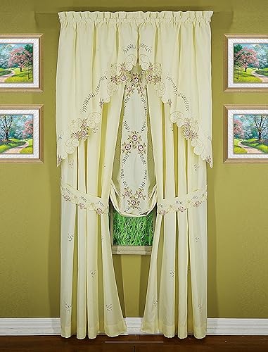 Vista 161 de Today's Curtain Verona - Persiana bordada inversa, 63 pulgadas, color crudo/antiguo