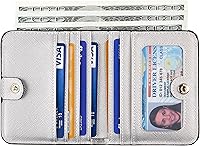 Vista 3 de Gostwo - Cartera compacta de piel genuina de lujo para mujer con bloqueo de RFID y ventana de identificación