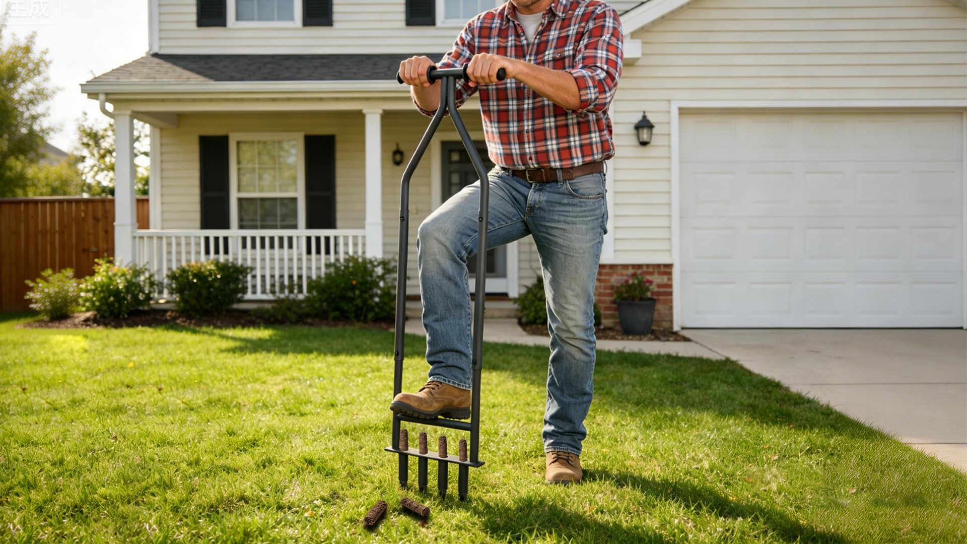 Manual Lawn Aerator Tool, Heavy Duty Detachable Iron Grass Aerator miniatura 7