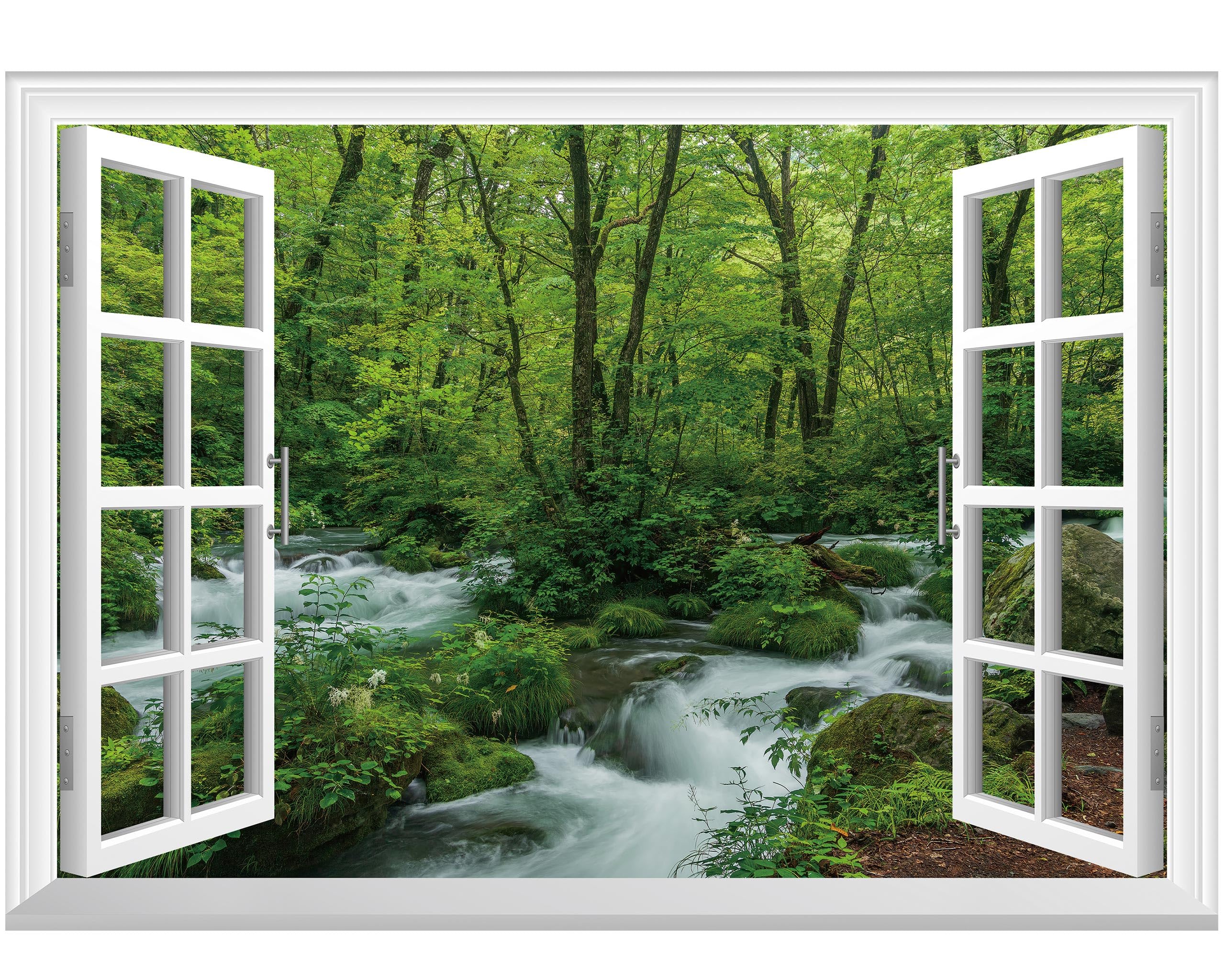 FLFK Fake Window Wall Sticker - Landscape Faux Window Wall Mural for Wall Decor, Stick and Peel Wall Decals,48"x32",Set of 2 Sheets — view 14