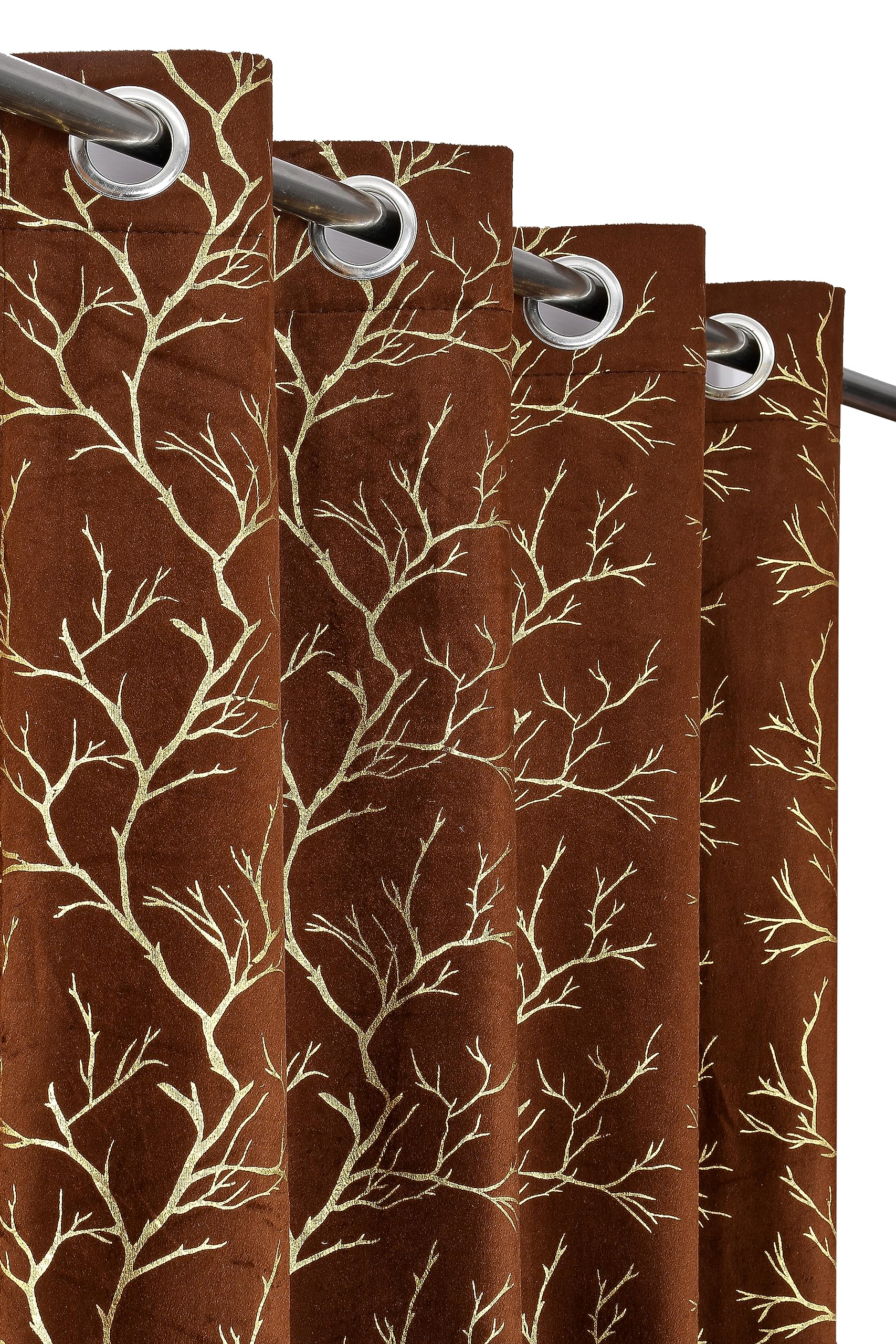 Zone Shopping Premium Foil Leaf Print Velvet Fabric Curtains for Door 7Ft Pack of 2 Stylish Eyelet Curtains for Home (7 Feet (2Pc), Brown-Foil) (B0CVTYMKGV) Amazon Price History, Amazon Price Tracker