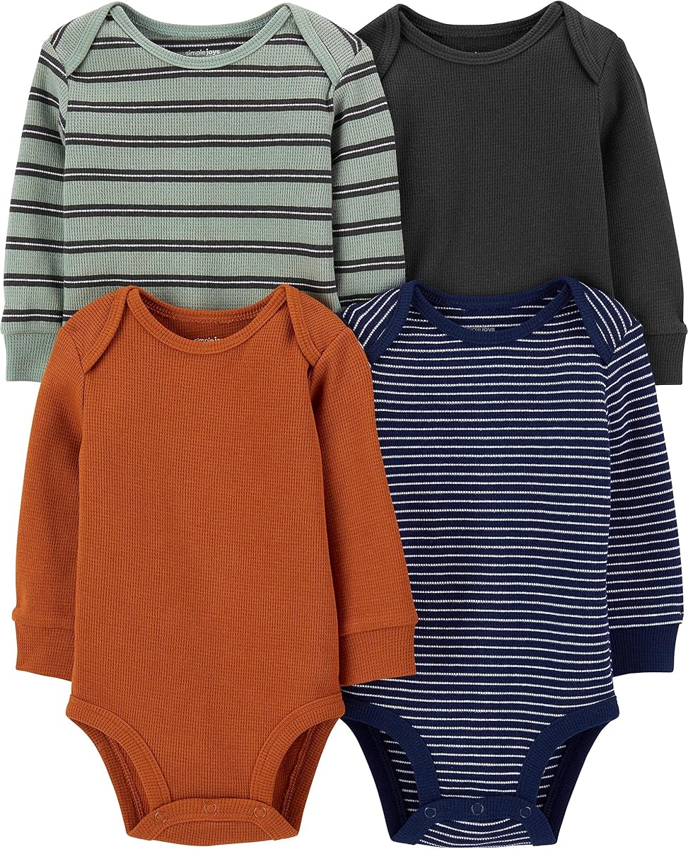 Baby 4-pack Soft Thermal Long Sleeve Bodysuits