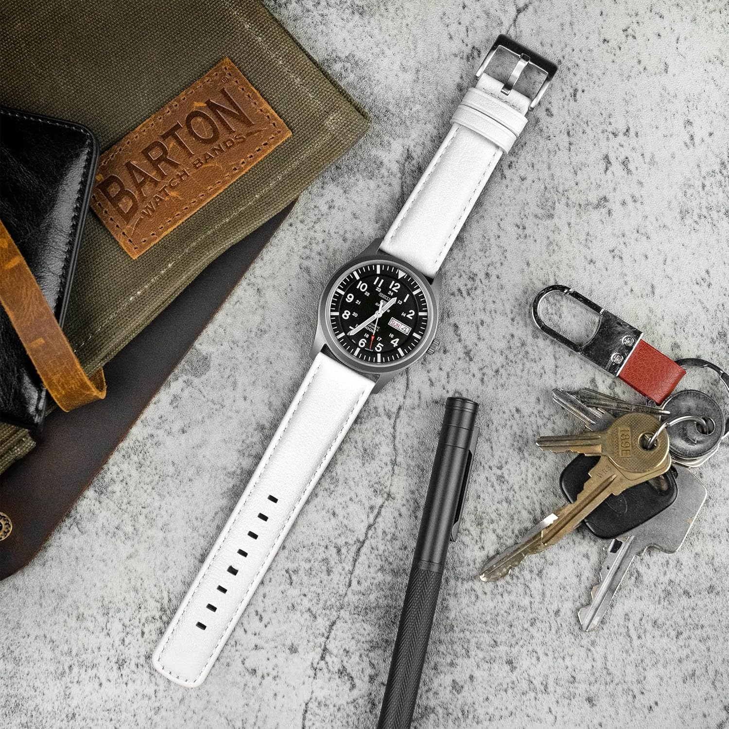 BARTON Water-Resistant Leather Watch Bands - Quick Release