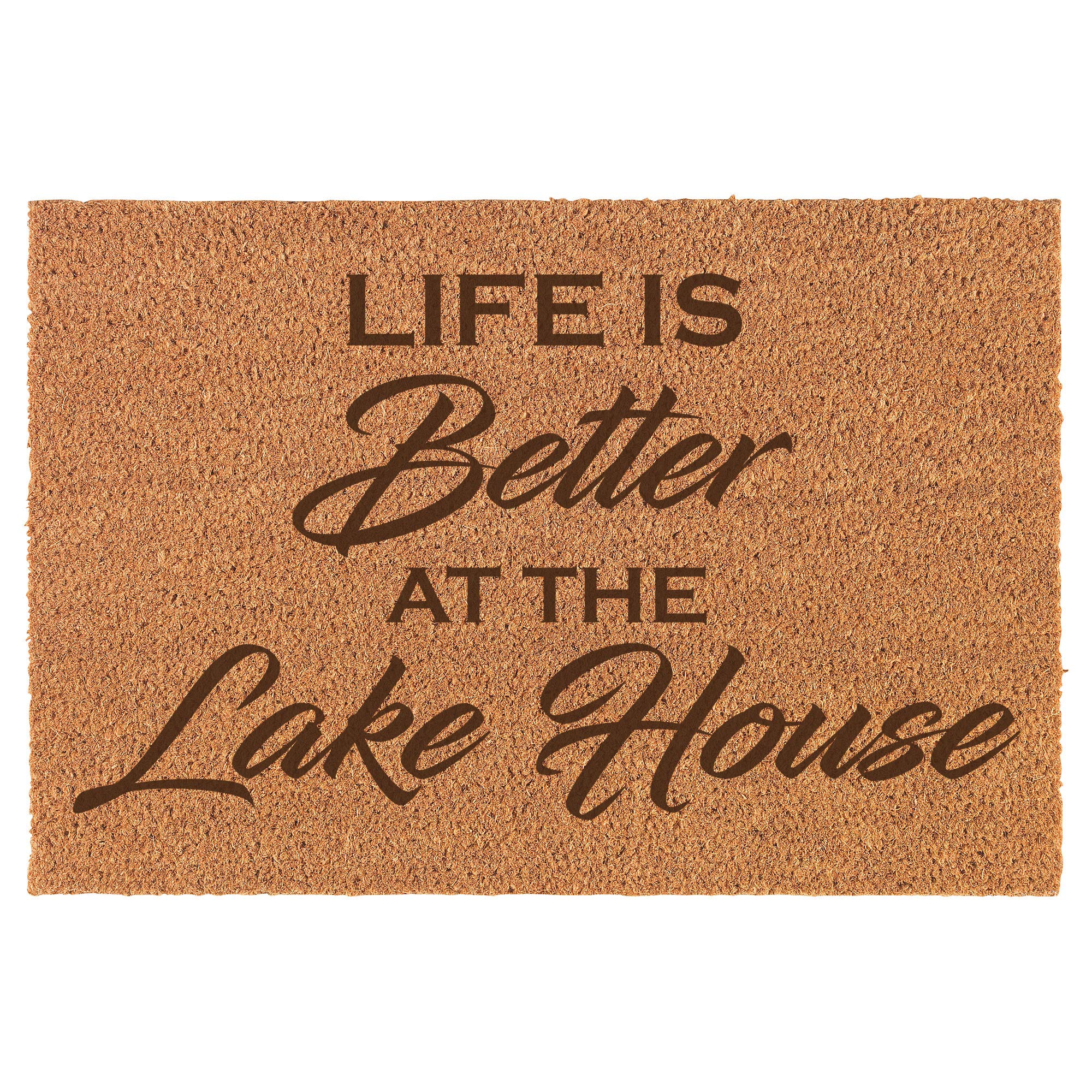 Daylor Life is Better at The Lake House Doormat Brown Natural Coir Rectangular Front Entry Non Slip Door Mat (18 in. x 30 in.)