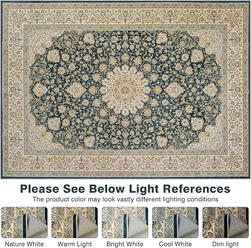 Miniatura 5 de Alfombra lavable para sala de estar alfombras grandes de 9 x 12 pulgadas, lavables a máquina, antideslizantes, suaves, florales, de lujo, finas para