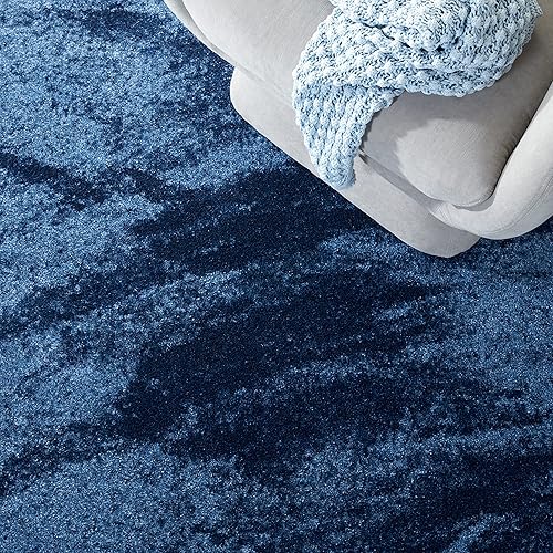 Miniatura 8 de SAFAVIEH Colección Retro Alfombra Extra Grande - 11' x 15', Celeste Claro & Azul, Diseño Moderno Abstracto, Sin Desprendimientos y Fácil Cuidado,