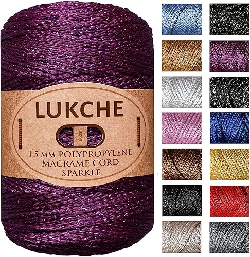 Miniatura 1 de Cordón de macramé de poliéster de alta calidad de 0.059 in x 153 yardas, cuerda colorida, hilo de ganchillo, suministros de macramé para colgar la