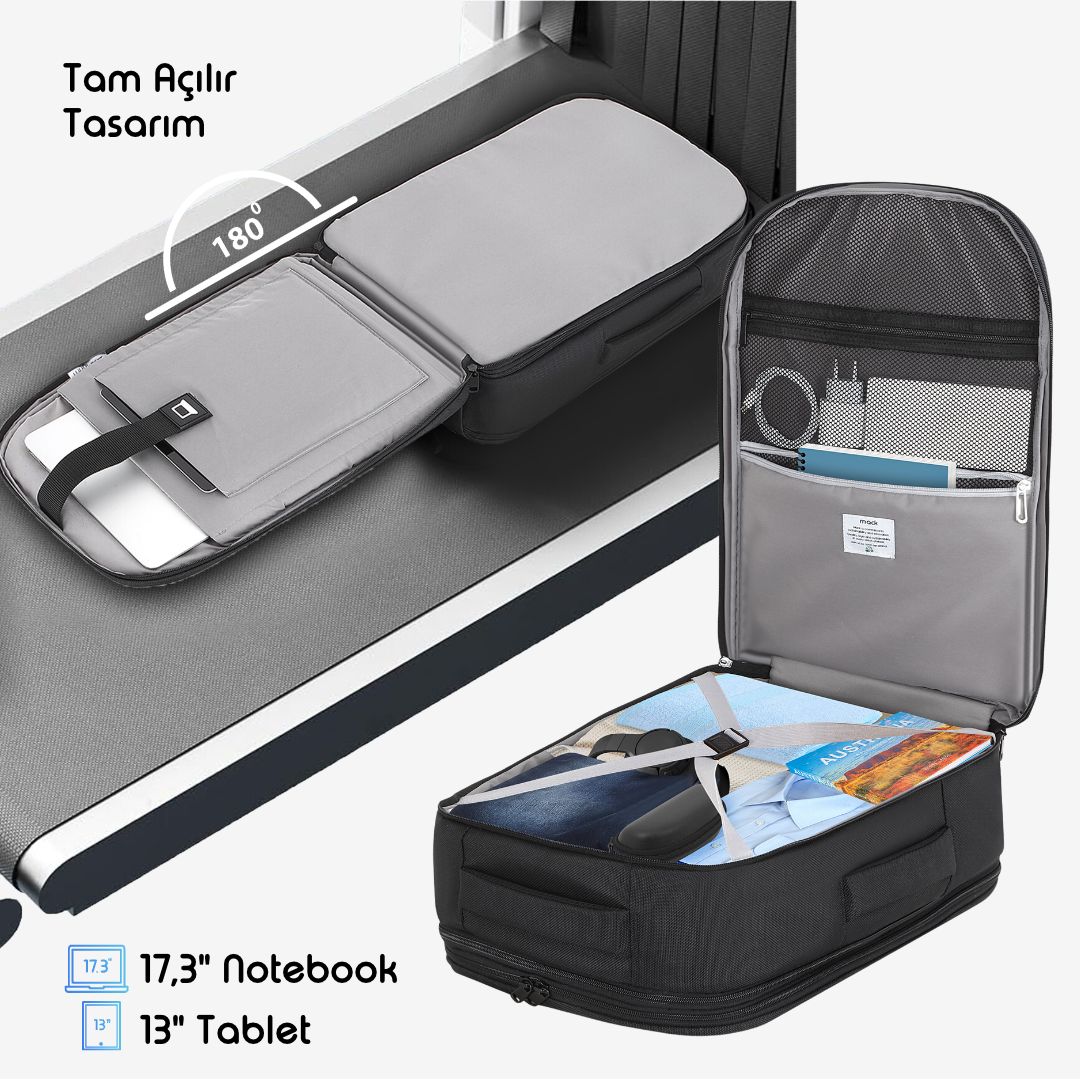 Mack Explor Eco MCE-1205 34L El Bagajı Seyahat Sırt Çantası, 17.3