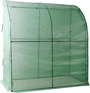 【LuckyNote】 3 Tier Lean-to Portable Greenhouse, Heavy Duty Indoor Outdoor Garden Greenhouse with Wire Shelves, 2 Roll-Up Zipper Doors, Easy Assembly, 79"x39"x83", PE Weatherproof Cover