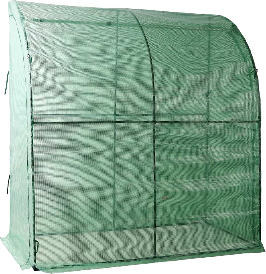 Gecheer 3-Tier Lean-to Portable Greenhouse with Wire Shelves, 2 Zipper Doors, Heavy Duty Steel Frame, PE Weatherproof Cover, 79x39x83 Inch