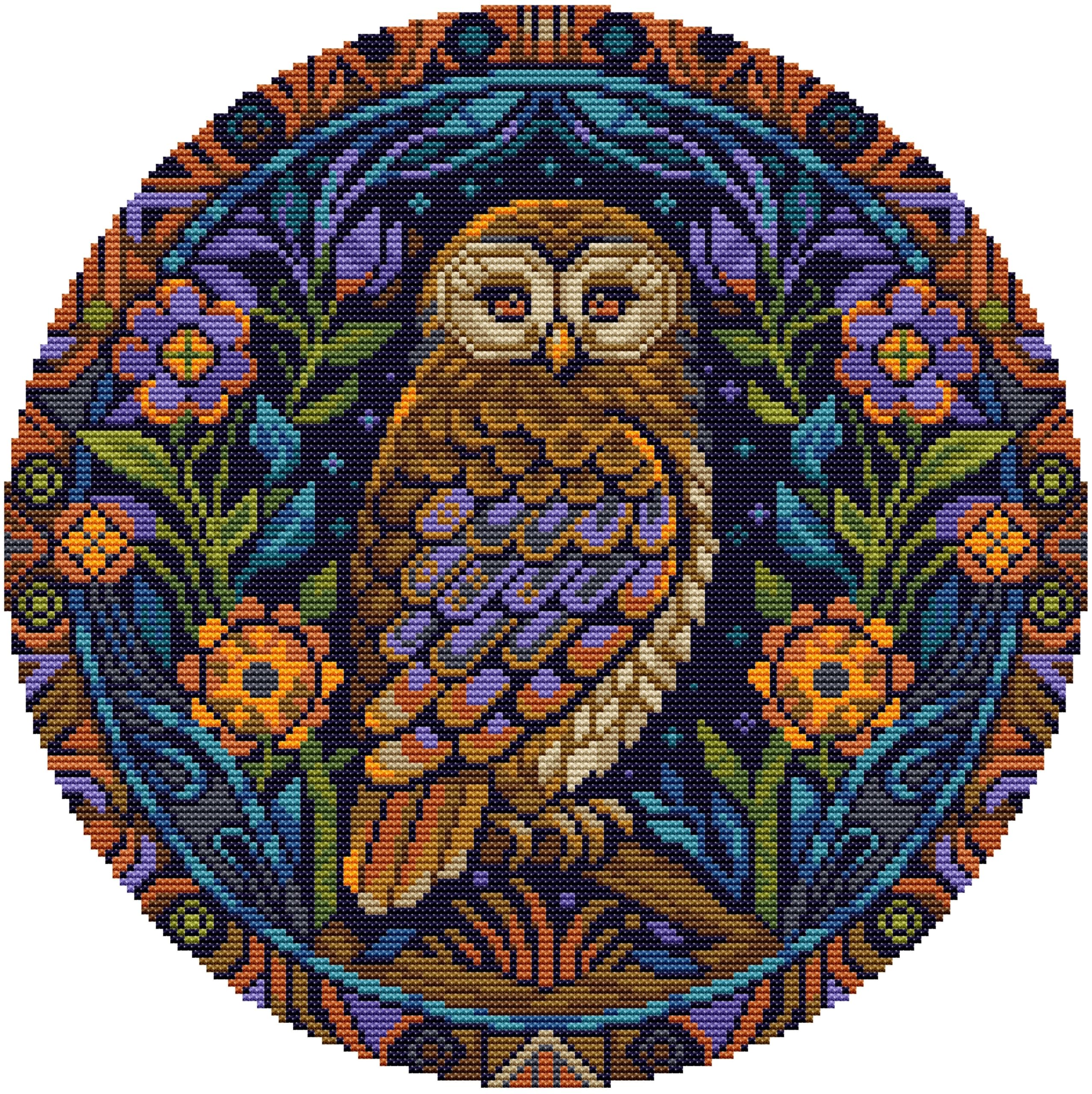 HobbyJobby counted cross stitch kit ""Night Owl"", 24x24cm