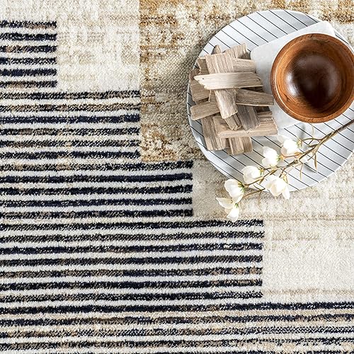 Miniatura 7 de nuLOOM Vanita Southwestern - Alfombra decorativa de 3 x 5 pies para sala de estar, dormitorio, comedor, entrada, cocina, azul marinomarfil