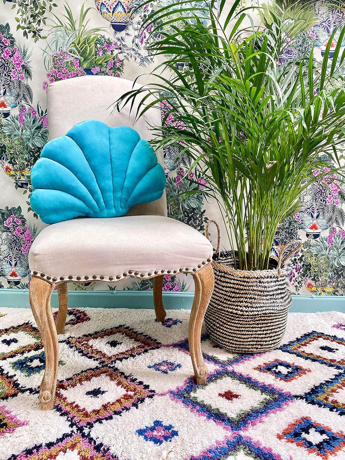 Light Blue Throw Pillows. Shell Pillow Shaped. Decorative Seashell Pillows for Bed or Couch. Perfect Coastal Throw Pillows for Beach Home Decor. Pair with Other Deco Sea Shell Shaped Pillows