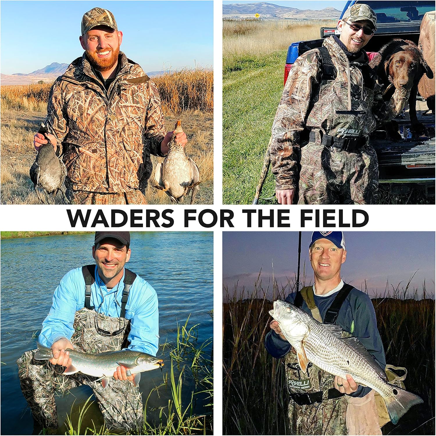 Foxelli Chest Waders – Camo Hunting & Fishing Waders for Men & Women with Boots, 2-ply Nylon/PVC Waterproof Bootfoot Waders, Lightweight & Durable, Carrying Bag Included : Sports & Outdoors