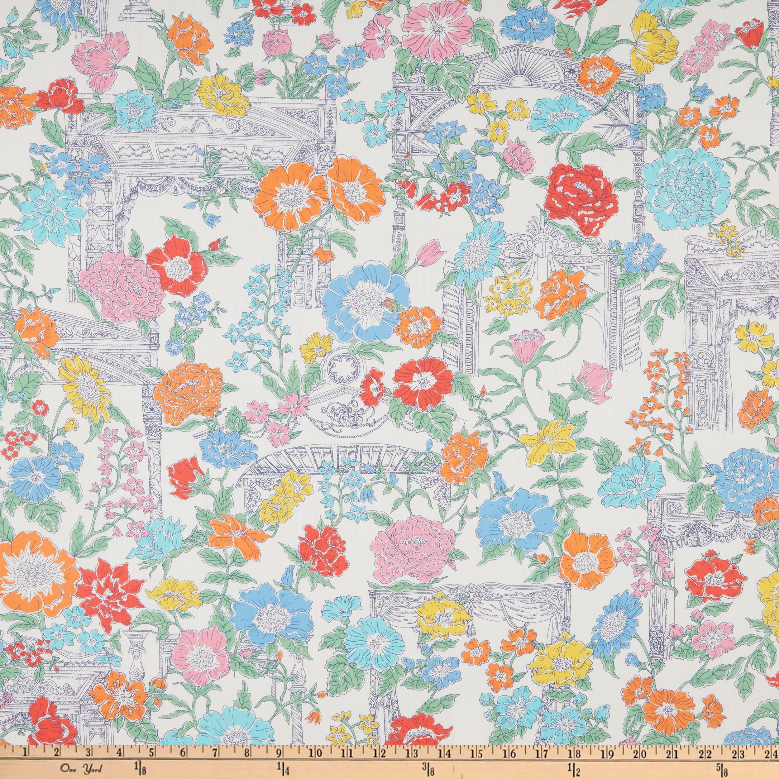 Tana Lawn Mary White/Multi, Fabric by The Yard