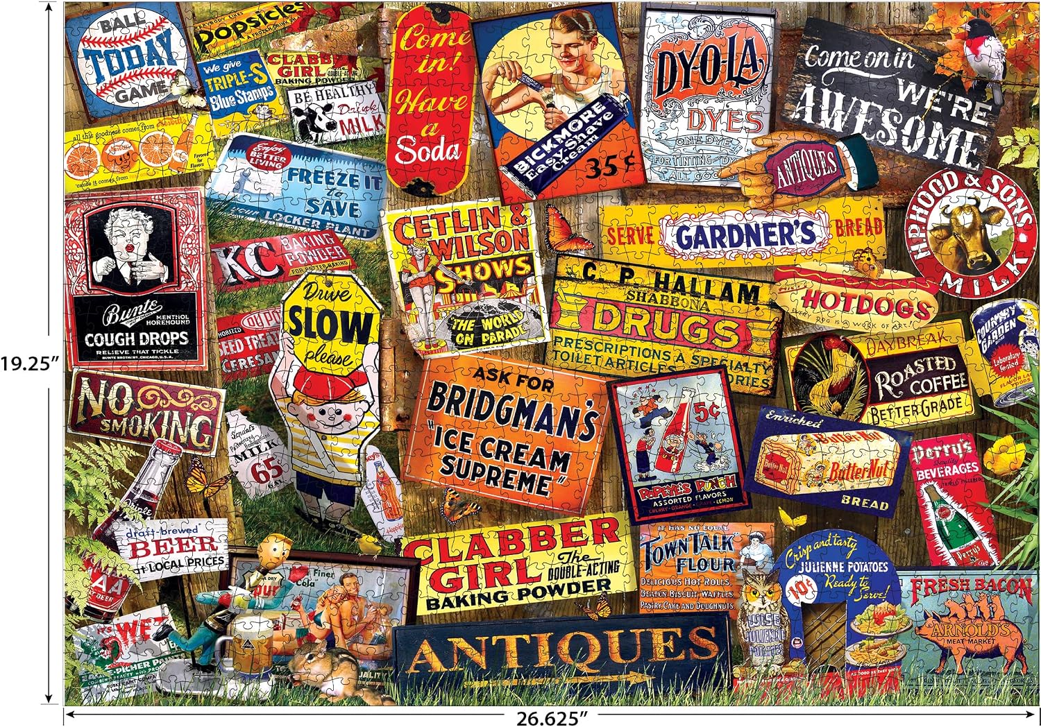RoseArt - Kodak Cork - Antique Signs - 1000 Piece Jigsaw Puzzle for Adults