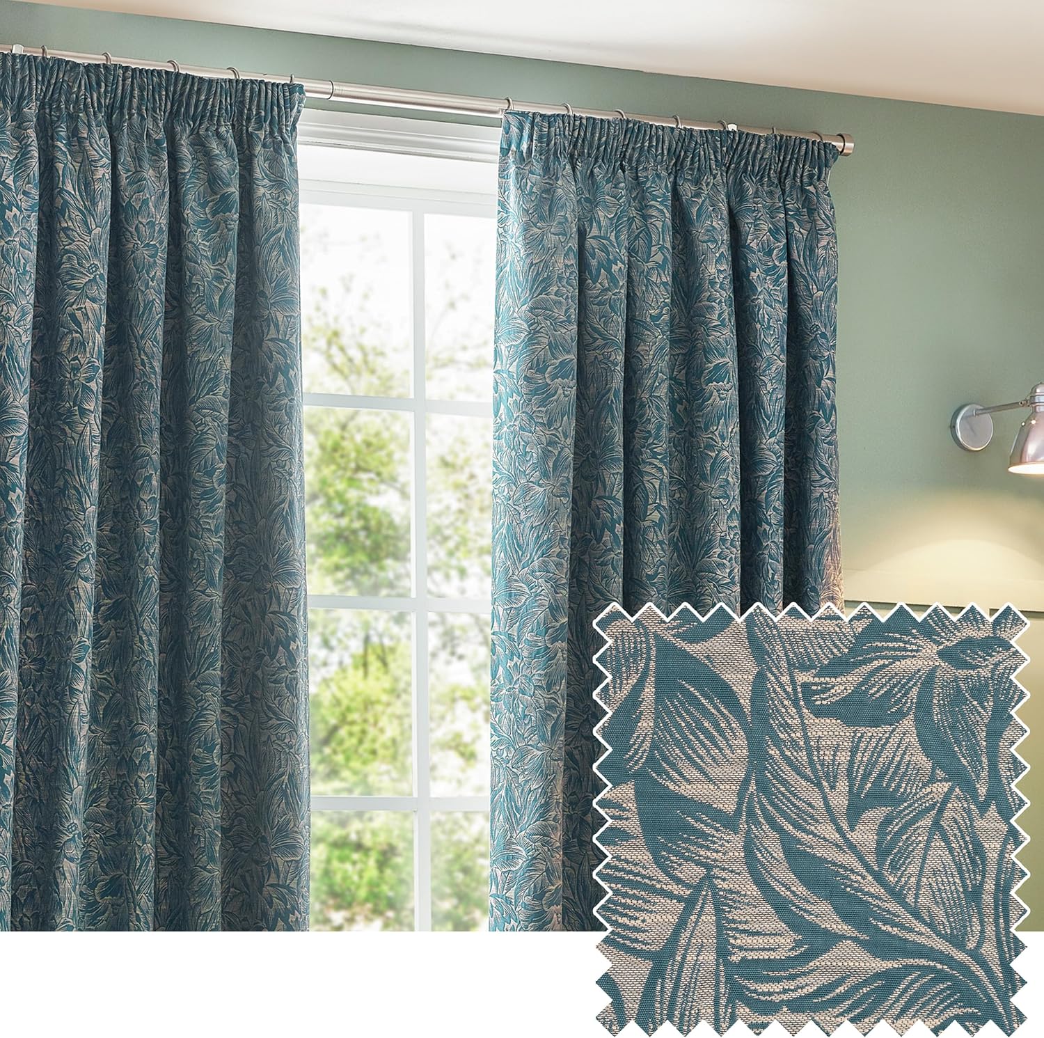 Wylder Nature Grantley Jacquard Pencil Pleat Curtains