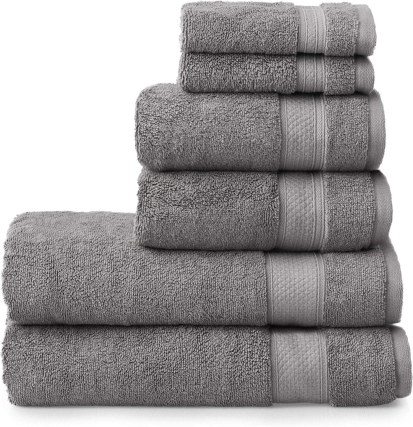 Welhome Ideal Luxurious Hygro Cotton Rich 6 Piece Towel Set | Slate | Quick Dry | Fade Resistant | Absorbent | Durable | Softer & Lofter Wash After Wash | 600 GSM | 2 Bath 2 Hand 2 Wash Towels