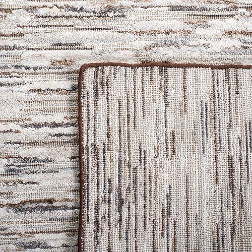 Miniatura 6 de SAFAVIEH Elements Collection ELM202T - Alfombra moderna de viscosa de 6 x 9 pies, color marrón y gris claro