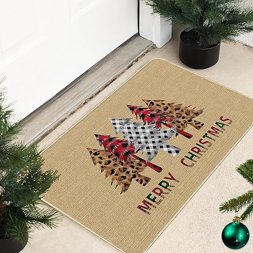 Vista 6 de TREWAVE Tapete decorativo con árboles de Navidad, decoración de temporada, tapete de cocina de Navidad, tapete de baño para interior y exterior
