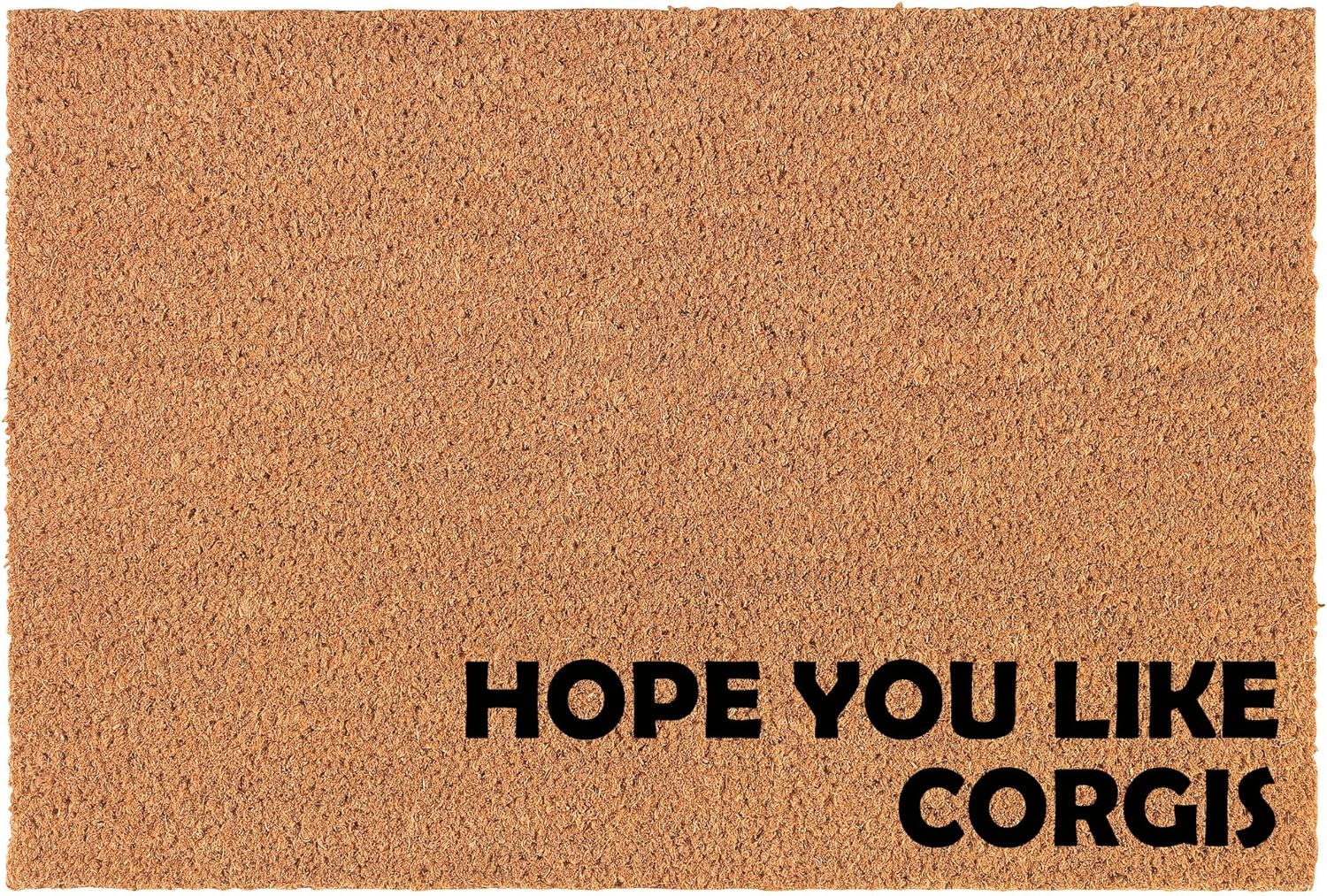 Welcome Doormat Coco Coir Door Mat Gift Hope You Like Corgis Corner (30" x 18")