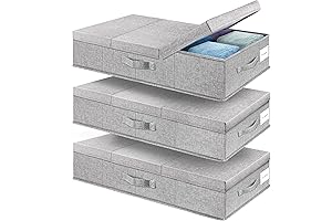 Pack of 3 Foldable Underbed Storage Containers with Lids