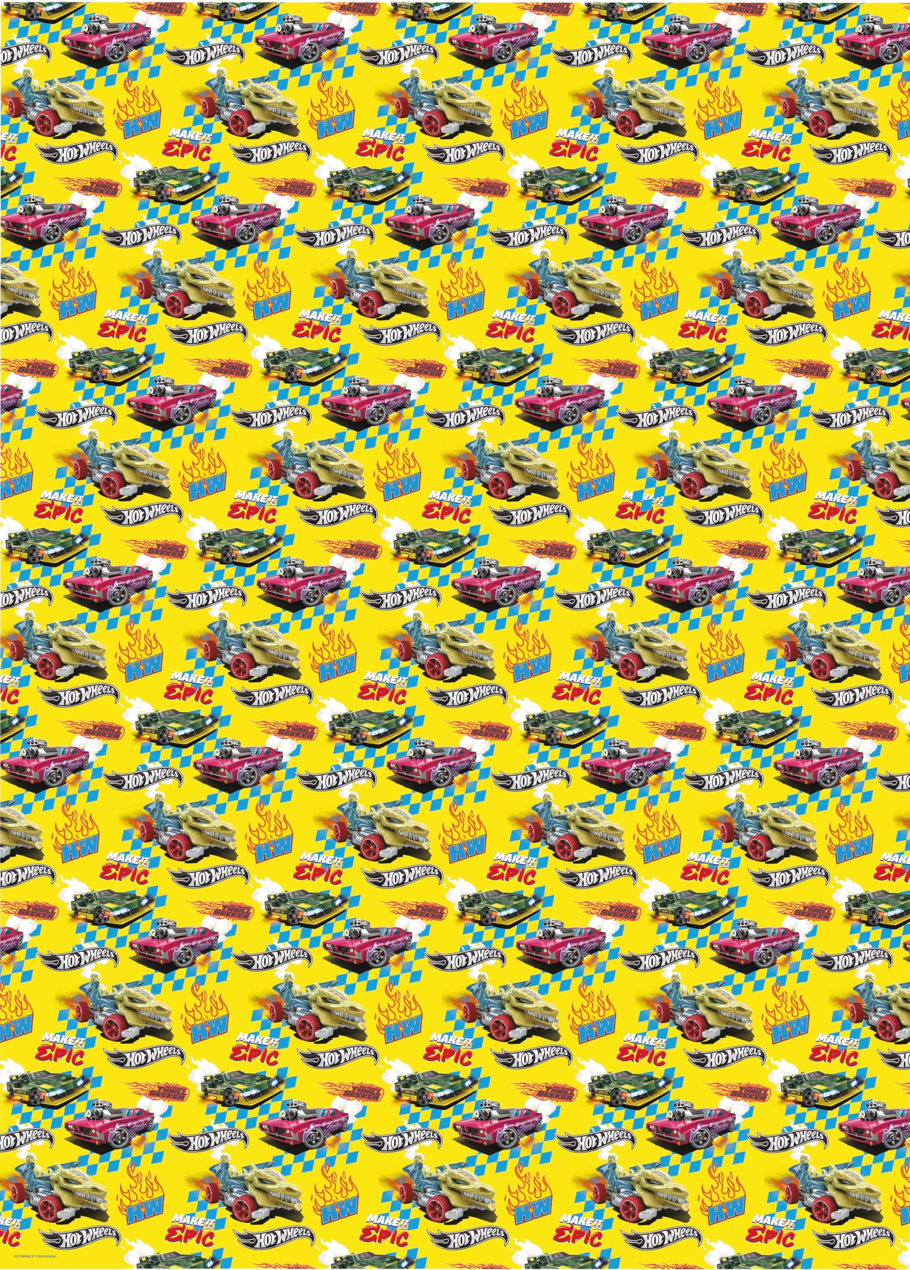 HOT WHEELS WRAPPING PAPER 2 Sheet 2 Tags BIRTHDAY GIFT WRAP