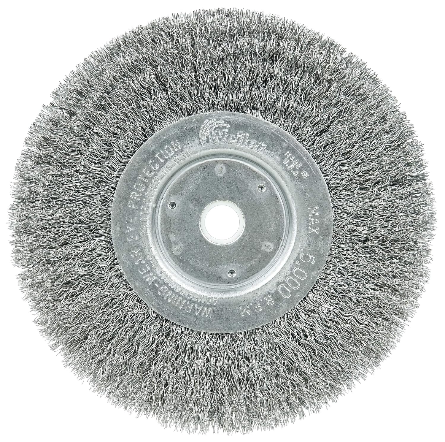 Weiler 01055 6" Narrow Face Crimped Wire Wheel, .0104" Steel Fill, 5/8"-1/2" Arbor Hole, Made in The USA (Pack of 10)