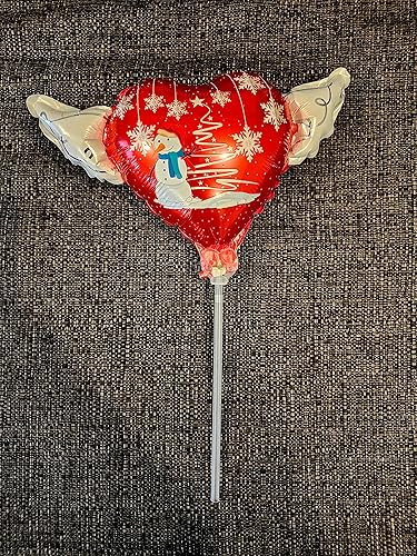 Miniatura 5 de Globos celestiales en un palo de Navidad muñeco de nieve globo en forma de corazón con alas de ángel