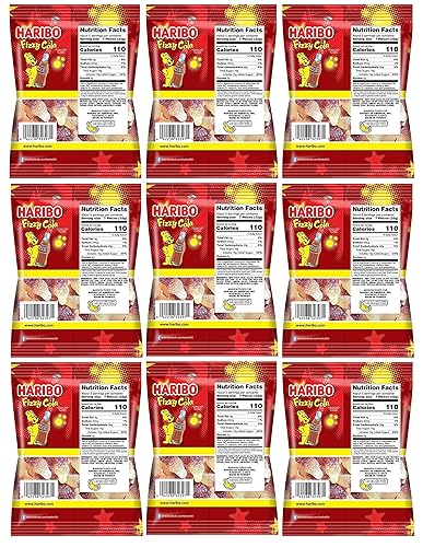 Miniatura 2 de Haribo Fizzy Cola - Paquete de 9 (bolsas de 5 onzas)  Paquete de dulces surtidos que incluye caramelos de gomita de cola efervescente  Caramelos de