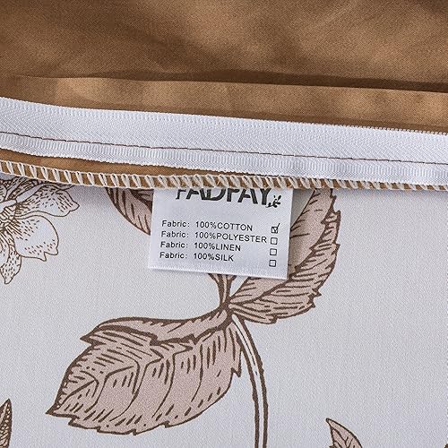 Miniatura 9 de FADFAY Juego de funda de edredón de rosa desgastada, tamaño individual XL, ropa de cama floral vintage blanca y marrón, elegante juego de funda de