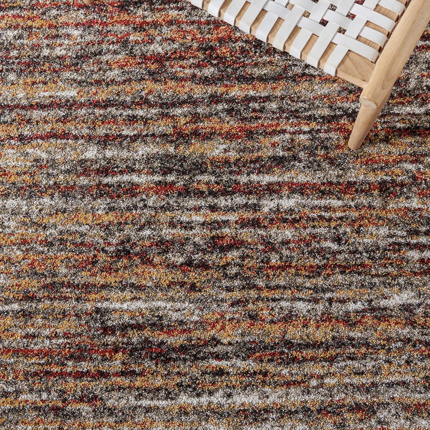 Ivory and Grey Abstract Synthetic Area Rug