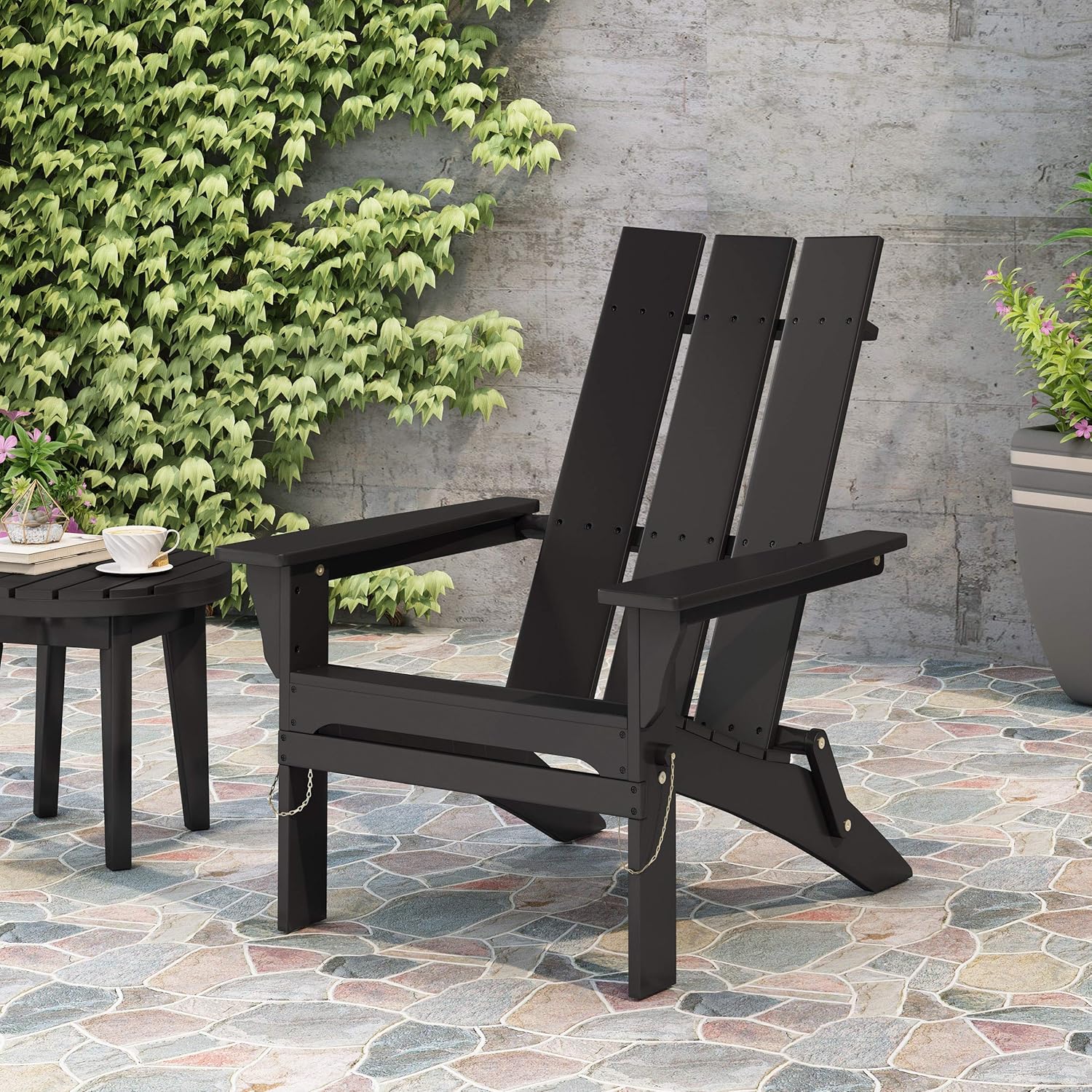 Christopher Knight Home 312650 Aberdeen Outdoor Contemporary Acacia Wood Foldable Adirondack Chair, Black : Patio, Lawn & Garden