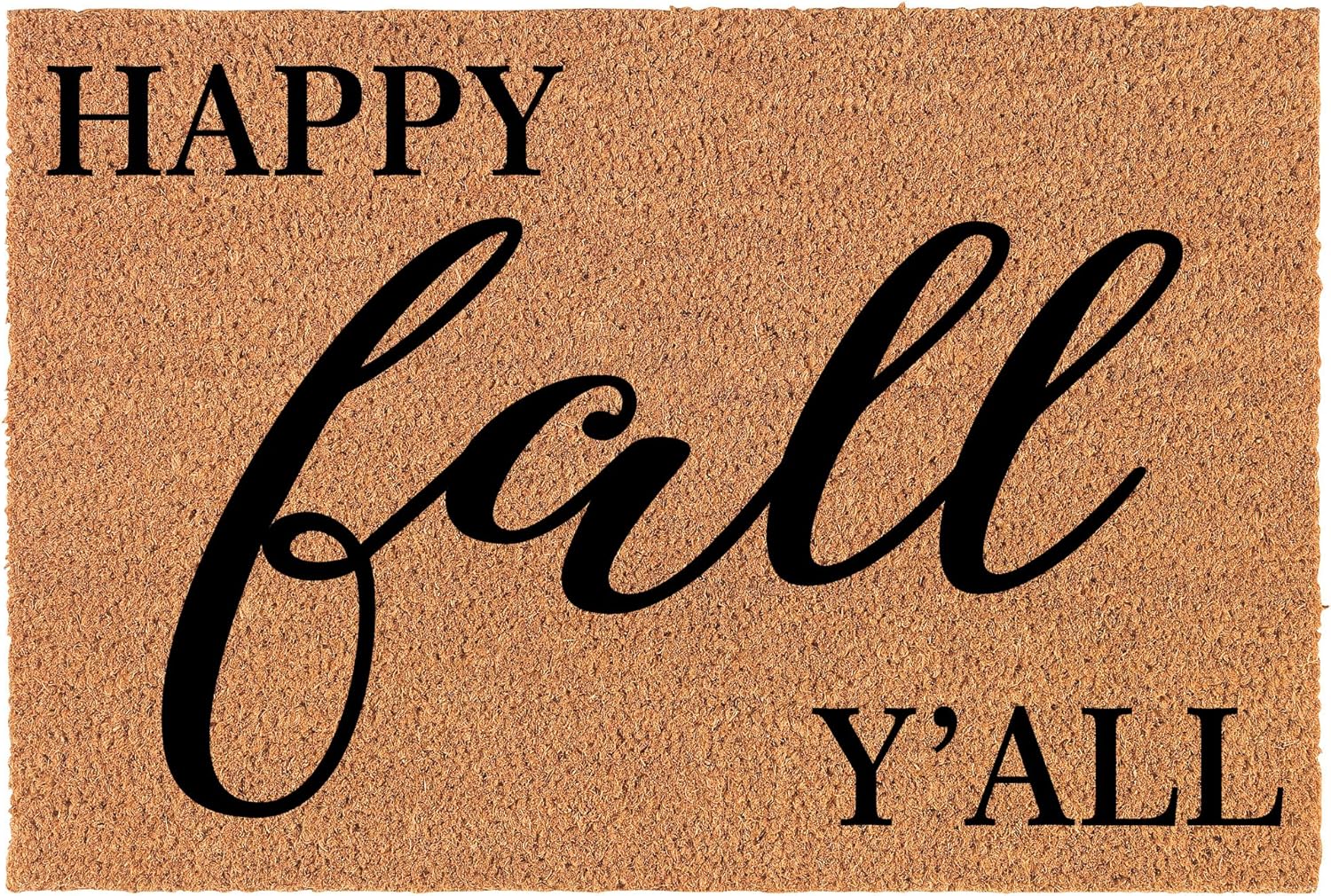 Welcome Doormat Natural Coco Coir Door Mat Happy Fall Y'all (24" x 16")