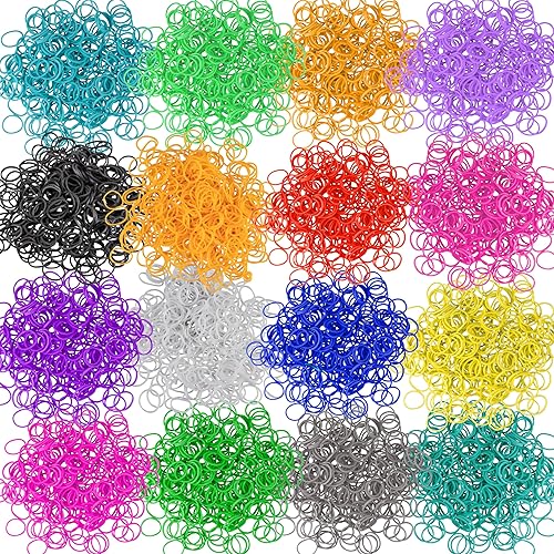 Miniatura 7 de Loom - Juego de 4800 bandas de goma con 16 colores únicos de arcoíris (300 de cada uno) y 200 clips, funciona con todos los telares de joyería de