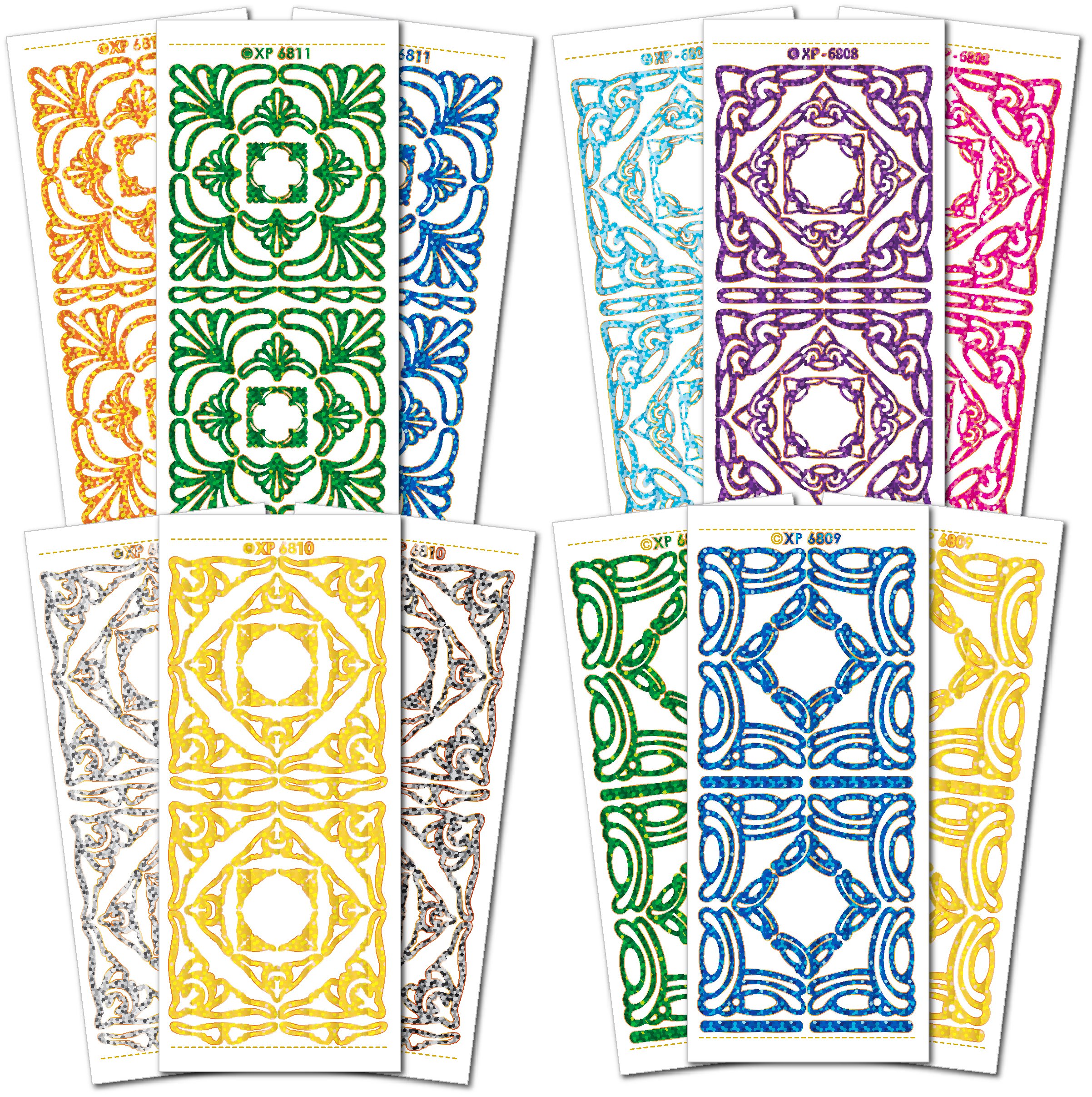Creative Products Multi-Colour Premium Craft Sticker Sheets – Holographic Corners Card Stickers – Perfect Peel Offs For Card Making, Scrapbooking, Decorations & Diy Crafts, 12 Sheets, 23 X 10 X 1 Cm