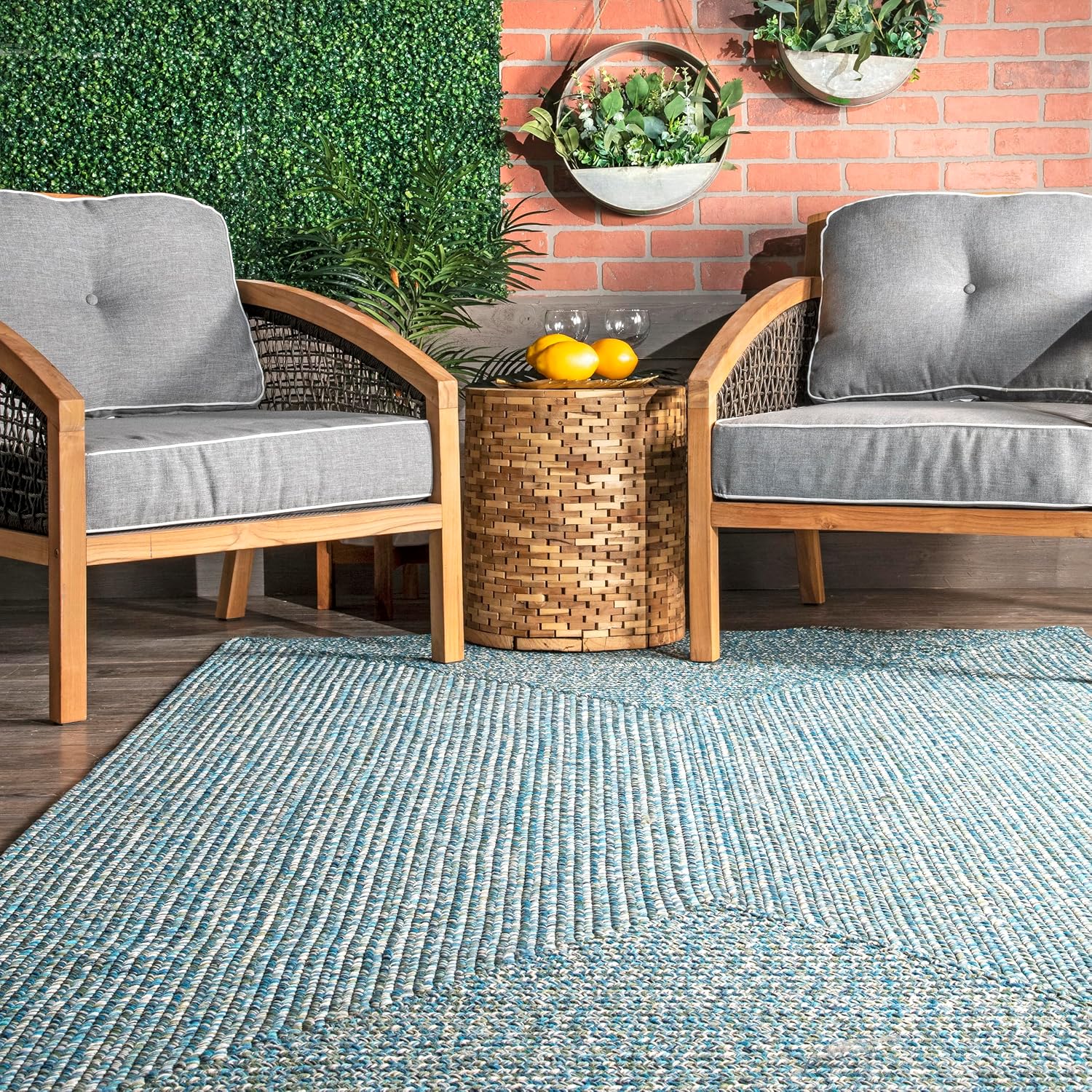 nuLOOM 2' x 8' Solid Hand Braided Indoor/Outdoor Area Rug, Pet-Friendly, High Traffic, Weather Resistant, for Patio, Balcony, Bedroom, Living, Dining Room, Wynn Aqua