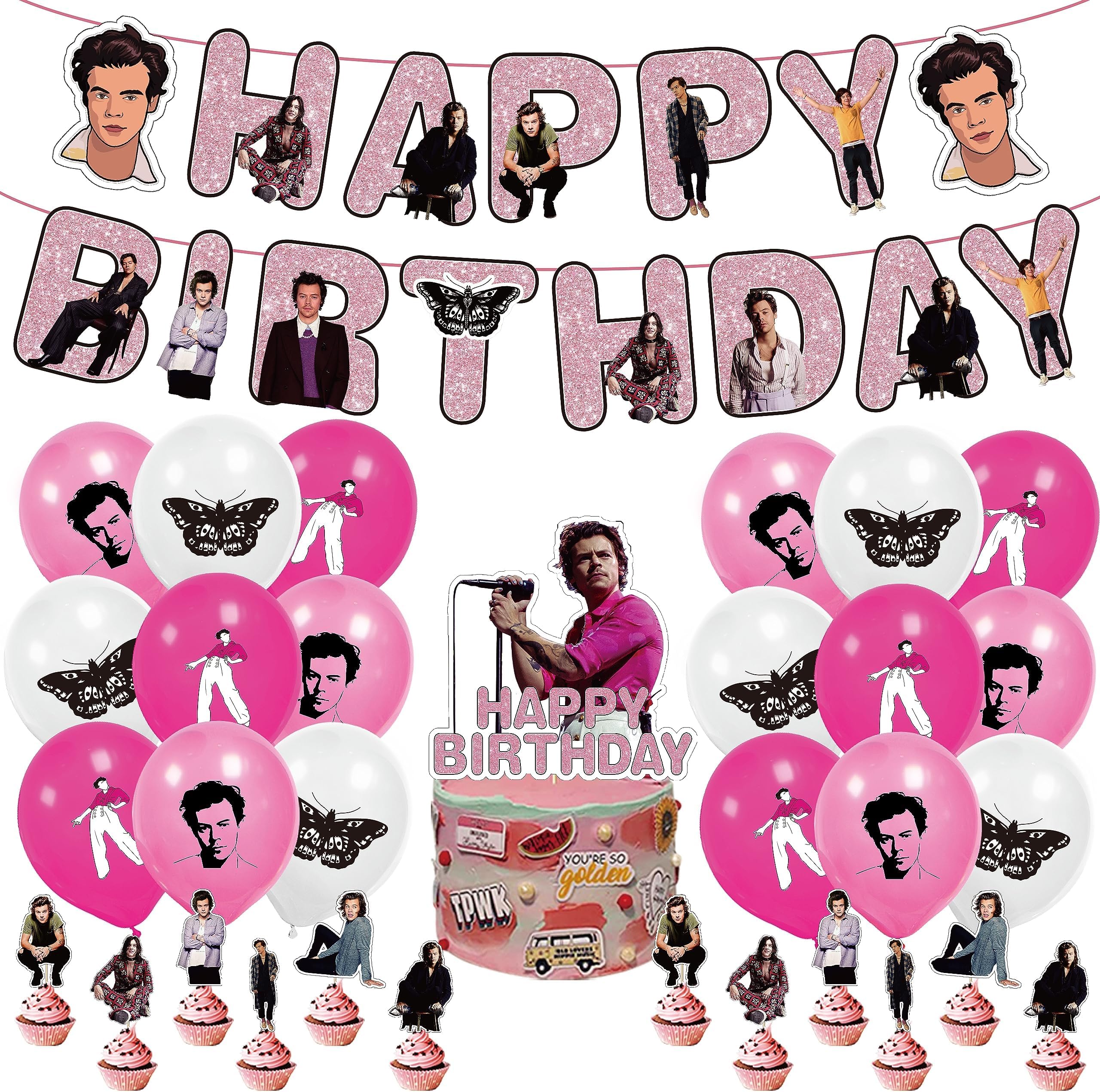 Singer Birthday Party Decorations, Singer Party Supplies Music Star Happy Birthday Banners Balloons Cupcake Cake Toppers Unsex Adult