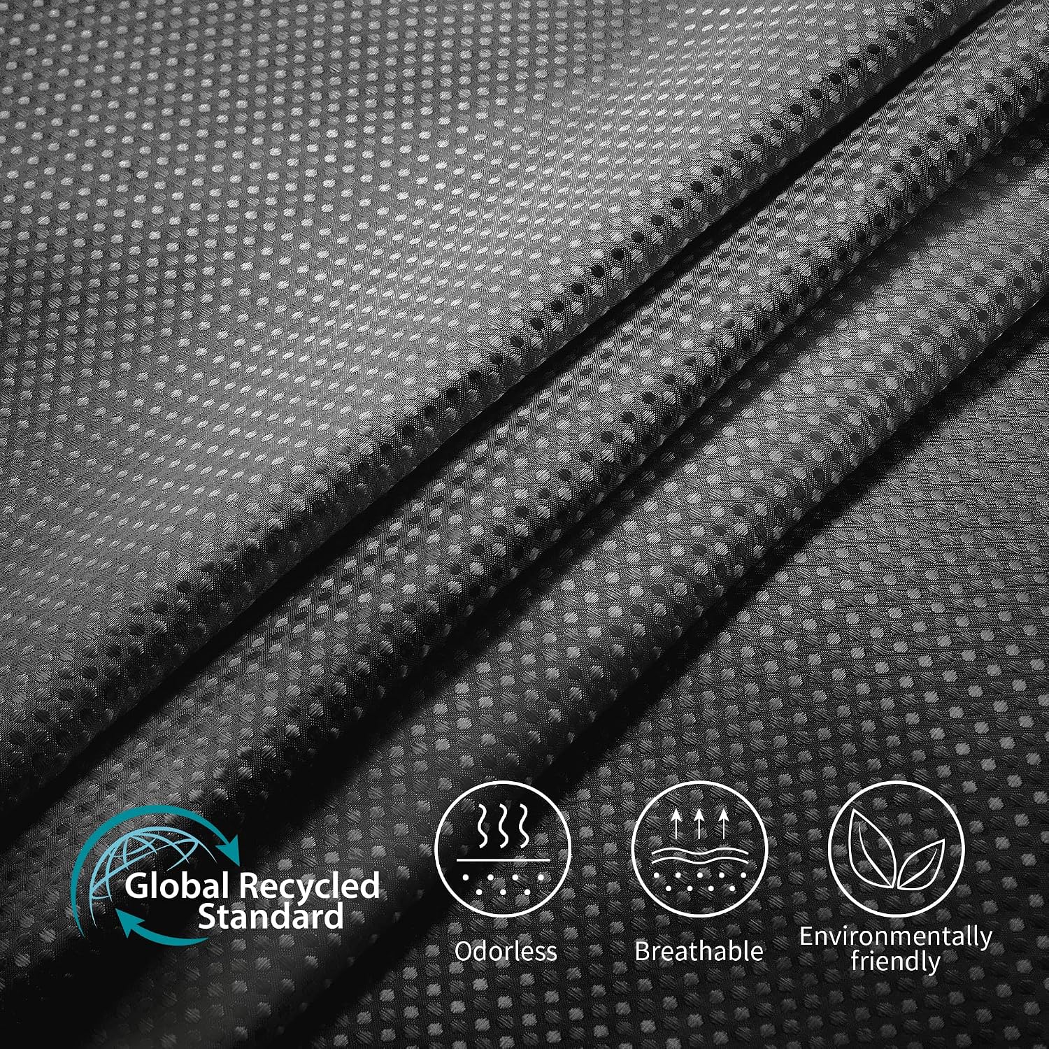 Siiluminisoy Shower Curtain and Liner Set, Waffle Shower Curtain Set with 12 Stainless Steel Hooks, Waterproof Luxury Fabric Shower Curtains for Bathroom and Hotel, Black, 72" W x 72" H image 4