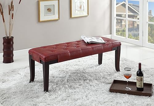 Roundhill Furniture Linon - Banco copetudo de piel sintética, color rojo