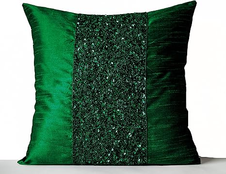 green sequin pillow