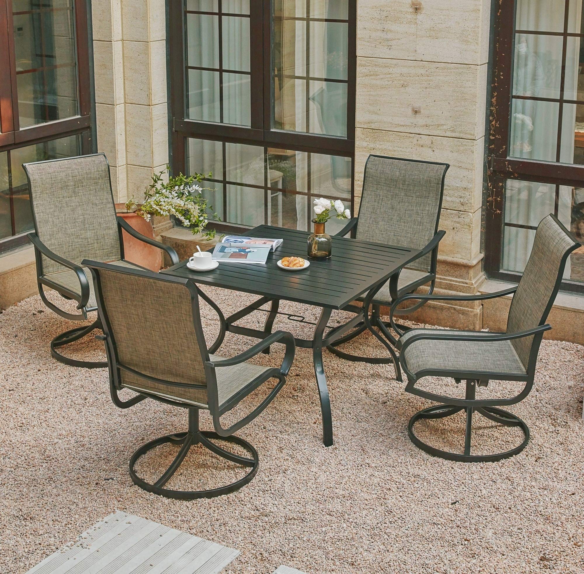 Buy VICLLAX Patio Dining Set for 4, Textilene Swivel Dining Chairs and