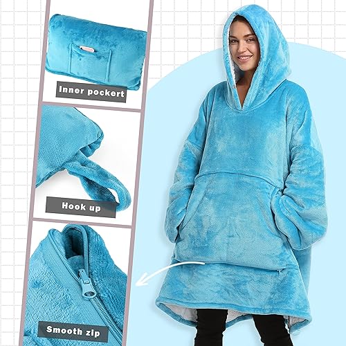 Miniatura 3 de Catalonia Manta con capucha sobredimensionada con diseño de gato, súper suave, cálida, cómoda, con bolsillo frontal grande, para adultos, hombres,