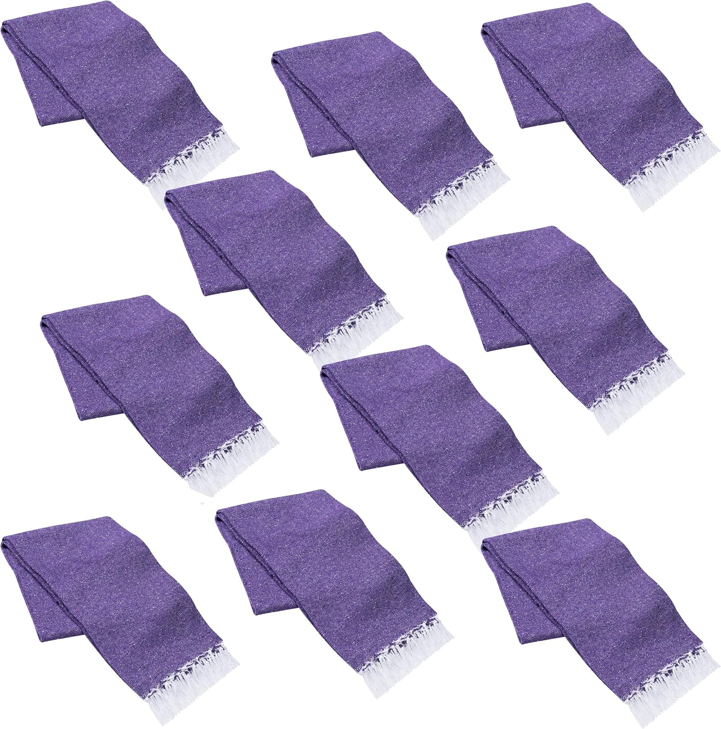 Vera Cruz 10 Pack Yoga Blanket, 75 x 53 Bulk Mexican Blankets for Schools and Studios, Outdoor Blanket for Camping, Beach, or Picnic, Solid Throw Blanket for Bed or Sofa, Purple
