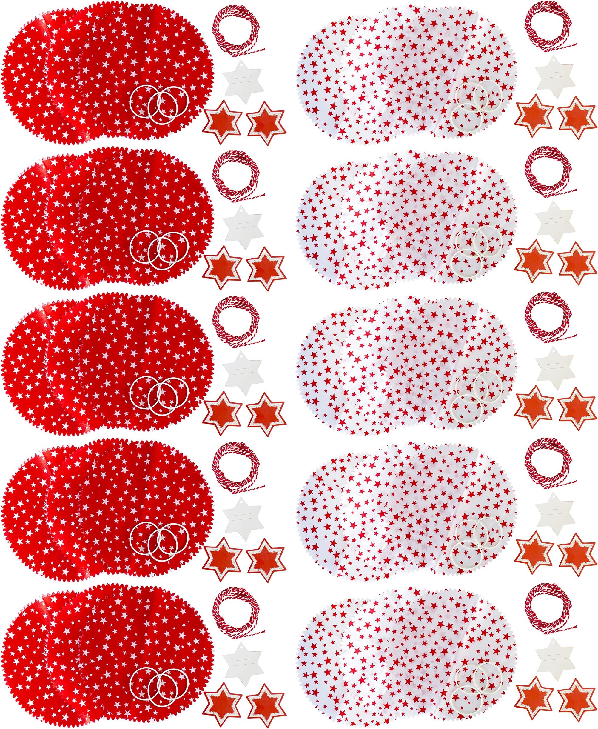 HEKU Fabric covers for preserving jars, fabric, red/white, 22 x 12.8 x 2 cm, 30 units
