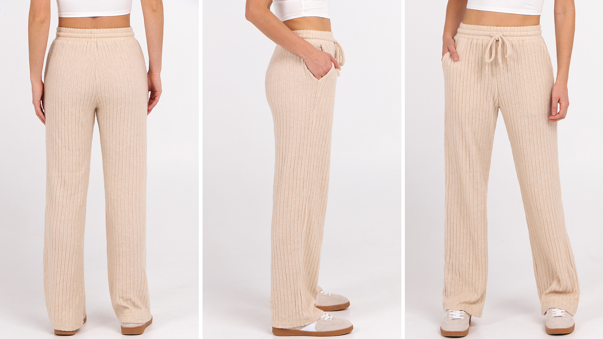 ANRABESS Womens Ribbed Knit Lounge Pajama Pants Soft Fuzzy Comfy