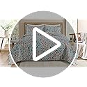 VAPUTAR Garden Queen Size Bedspread for Adults - Floral Quilt Queen Size Bedding Set (90 x 98 inch) with 2 Pillow Shams - Lightweight Reversible Coverlet Quilt for Bedroom, 3 Pieces