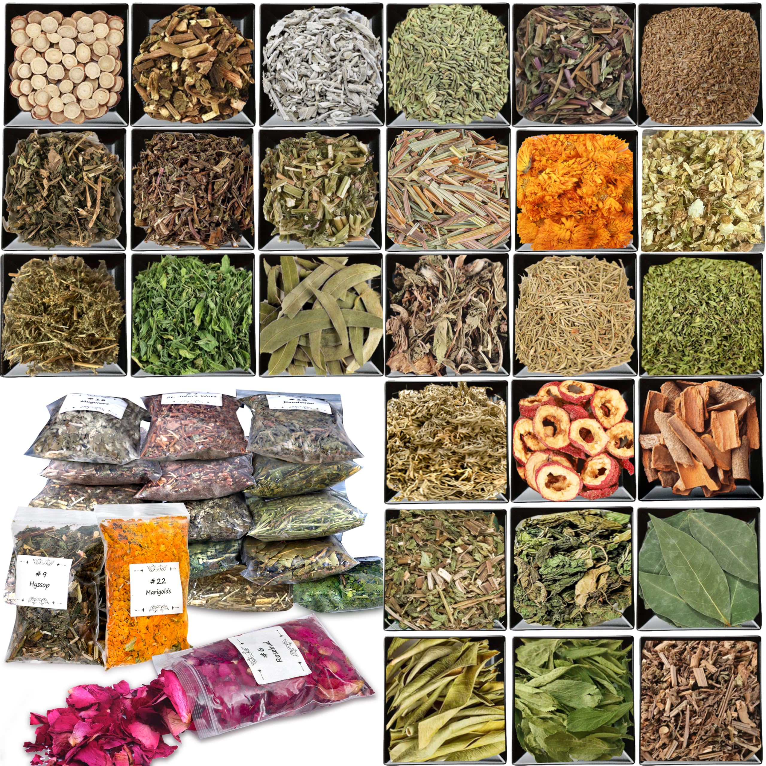 DreamdaMoonnly 32pcs Dried Herbs for Witchcraft
